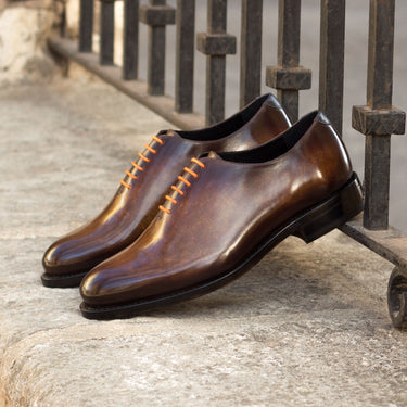 DapperFam Giuliano in Cognac / Denim Men's Hand-Painted Patina Whole Cut in #color_