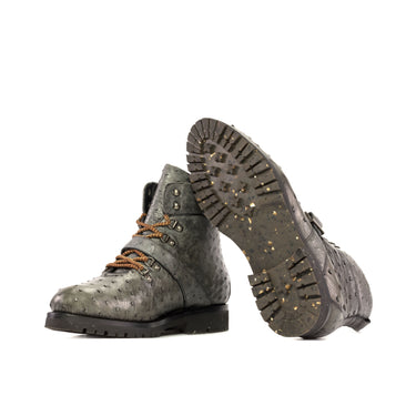 DapperFam Everest in Grey Men's Exotic Ostrich Hiking Boot in