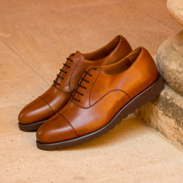 DapperFam Rafael in Med Brown Men's Italian Leather Oxford