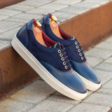 DapperFam Riccardo in Leopard / Navy Men's Sartorial & Italian Suede Top Sider