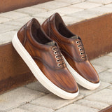 DapperFam Riccardo in Dark Brown Men's Hand-Painted Italian Leather Top Sider