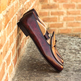 DapperFam Marcello in Brown / Burgundy Men's Hand-Painted Patina Belgian Slipper