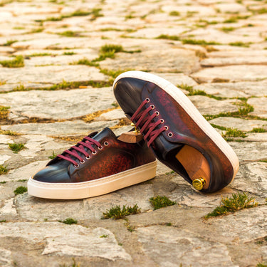 DapperFam Rivale in Burgundy Men's Hand-Painted Italian Leather Trainer in #color_
