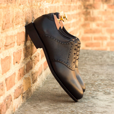 DapperFam Fabrizio in Black Men's Italian Leather & Italian Full Grain Leather Saddle in #color_