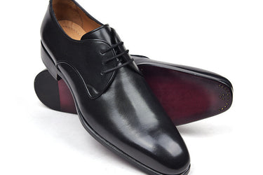 Paul Parkman Men's Leather Derby Shoes in Black