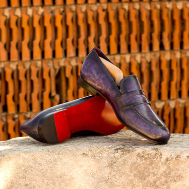 DapperFam Enzo in Purple Men's Hand-Painted Patina Slipper in #color_