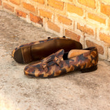DapperFam Rialto in Brown Men's Hand-Painted Patina Monk Slipper
