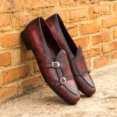 DapperFam Rialto in Burgundy Men's Hand-Painted Patina Monk Slipper in #color_