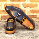 DapperFam Luciano in Grey Men's Hand-Painted Patina Loafer — Style 3558