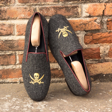 DapperFam Enzo in Nailhead / Burgundy Men's Sartorial & Italian Leather Slipper