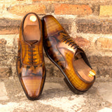 DapperFam Rafael in Cognac / Brown Camo Men's Hand-Painted Patina Oxford