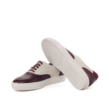 DapperFam Riccardo in Wine / White Men's Italian Suede Top Sider