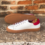 DapperFam Rivale in White / Red Men's Italian Suede Trainer
