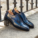 DapperFam Rafael in Denim Men's Hand-Painted Patina Oxford — Style 3799