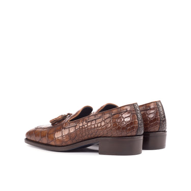 DapperFam Luciano in Dark Brown / Med Brown Men's Embossed Italian Leather Loafer in #color_