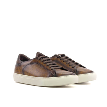 DapperFam Rivale in Brown Men's Hand-Painted Patina Trainer in Brown D - Standard Width