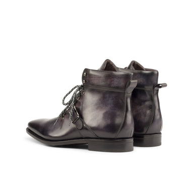 DapperFam Everest in Aubergine Men's Hand-Painted Patina Hiking Boot in #color_
