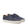 DapperFam Riccardo in Navy Men's Italian Croco Embossed Leather Top Sider in Navy