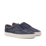DapperFam Riccardo in Navy Men's Italian Croco Embossed Leather Top Sider