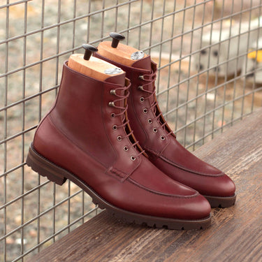 DapperFam Ryker in Burgundy Men's Italian Leather Moc Boot in