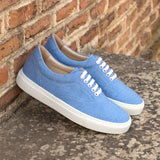 DapperFam Riccardo in Blue Men's Linen Top Sider — Style 4199