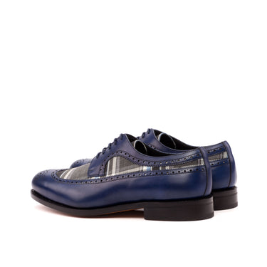 DapperFam Zephyr in Plaid / Navy Men's Sartorial & Italian Leather Longwing Blucher in #color_