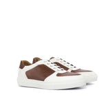 DapperFam Rivale in White / Brown Men's Italian Leather Trainer — Style 4395