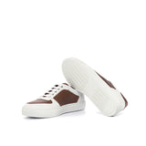 DapperFam Rivale in White / Brown Men's Italian Leather Trainer