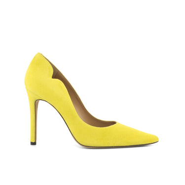 DapperFam Lunetta in Lemon Yellow Women's Italian Suede High Heel in Lemon Yellow