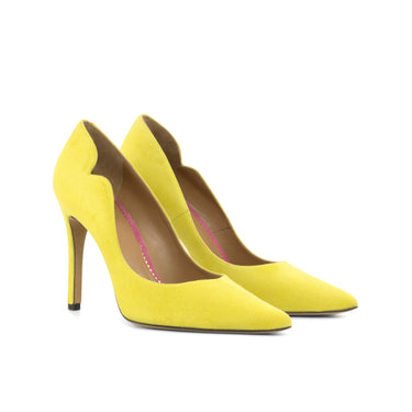 DapperFam Lunetta in Lemon Yellow Women's Italian Suede High Heel