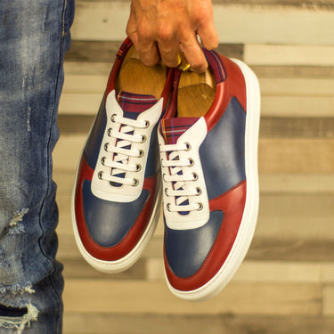 DapperFam Rivale in Red / Blue / Tartan Men's Sartorial Trainer