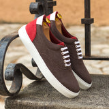 DapperFam Riccardo in Brown / Red Men's Linen Top Sider