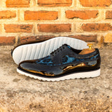 DapperFam Zephyr in Leopard / Black Men's Sartorial & Italian Patent Leather Longwing Blucher