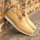 DapperFam Luciano in Sand / Cognac Men's Lux Suede & Italian Leather Loafer — Style 4373