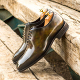 DapperFam Giuliano in Green Men's Hand-Painted Patina Whole Cut — Style 4419