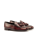 DapperFam Marcello in Burgundy Men's Hand-Painted Patina Belgian Slipper