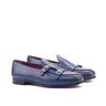 DapperFam Rialto in Navy / Black Men's Italian Leather Monk Slipper in Navy / Black