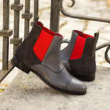 DapperFam Vesuvio in Grey Men's Lux Suede & Italian Leather Chelsea Multi Boot