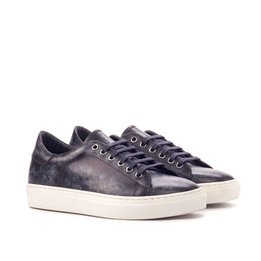 DapperFam Rivale in Grey Men's Hand-Painted Italian Leather Trainer in Grey #color_ Grey
