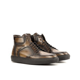 DapperFam Dante in Brown Men's Italian Leather High Top in Brown