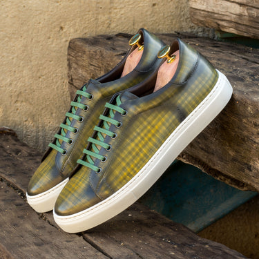 DapperFam Rivale in Olive Men's Hand-Painted Italian Leather Trainer in #color_