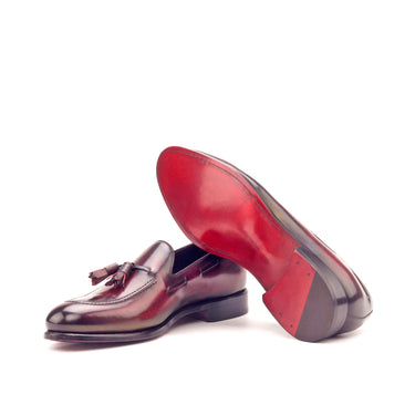 DapperFam Luciano in Burgundy Men's Hand-Painted Patina Loafer in