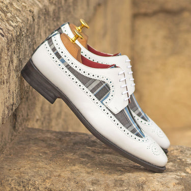 DapperFam Zephyr in Plaid / White Men's Sartorial & Italian Leather Longwing Blucher in #color_