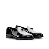 DapperFam Marcello in Light Grey / Black Men's Suede & Italian Leather Belgian Slipper
