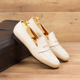 DapperFam Enzo in Natural Men's Italian Full Grain Leather Slipper
