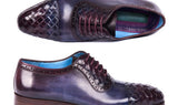 Paul Parkman Men's Woven Leather Captoe Oxfords in Navy & Purple