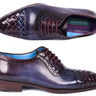 Paul Parkman Men's Woven Leather Captoe Oxfords in Navy & Purple