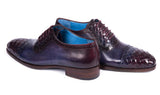 Paul Parkman Men's Woven Leather Captoe Oxfords in Navy & Purple