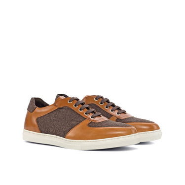 DapperFam Rivale in Brown Men's Flannel Trainer in Brown #color_ Brown