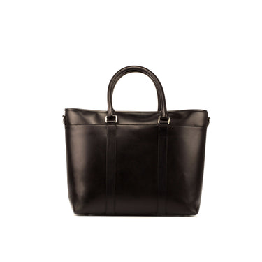 DapperFam Luxe Men's Casual Tote in Black Painted Calf